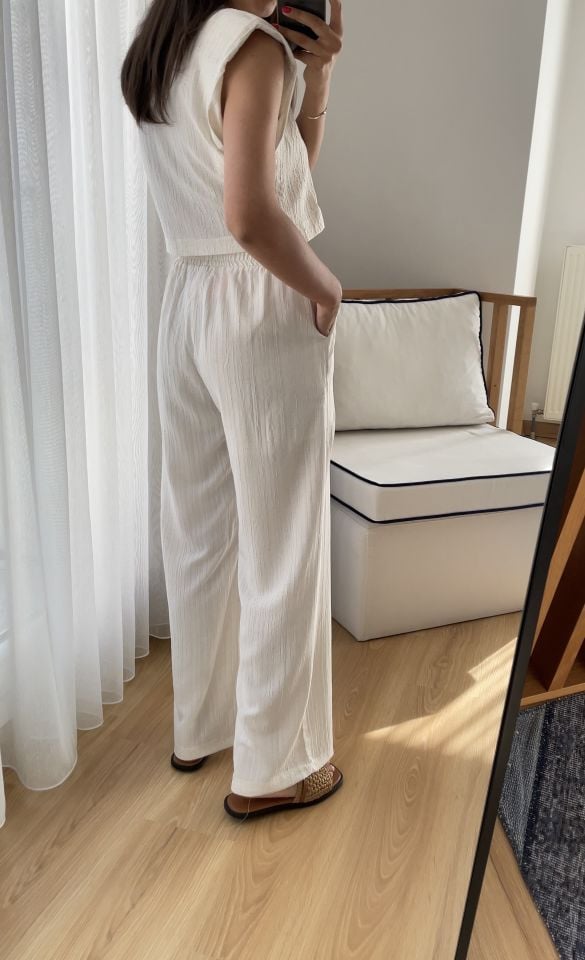 Norel Ekru Premium Gömlek Pantolon Takım