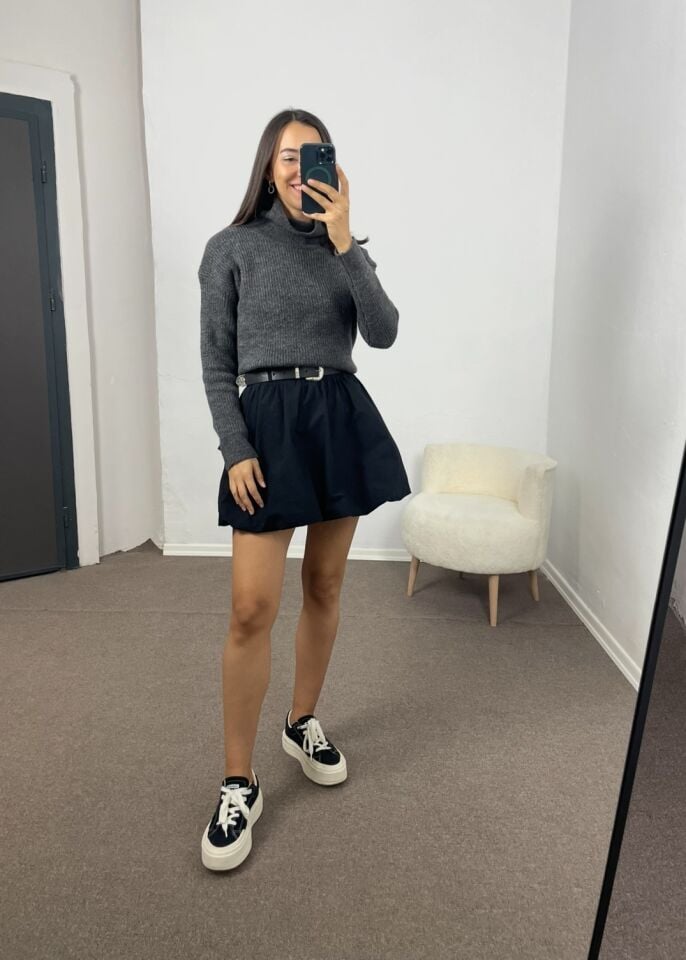 Siyah Kemerli Premium Balon Etek