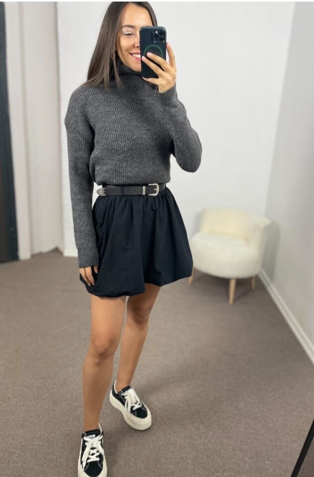 Siyah Kemerli Premium Balon Etek