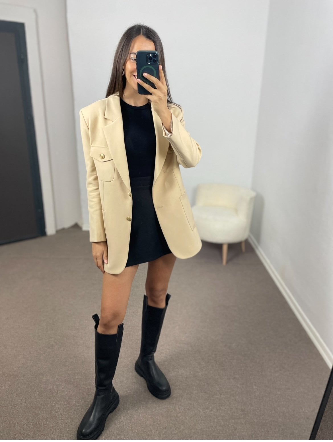 Alina Bej Torba Cepli Premium Ceket