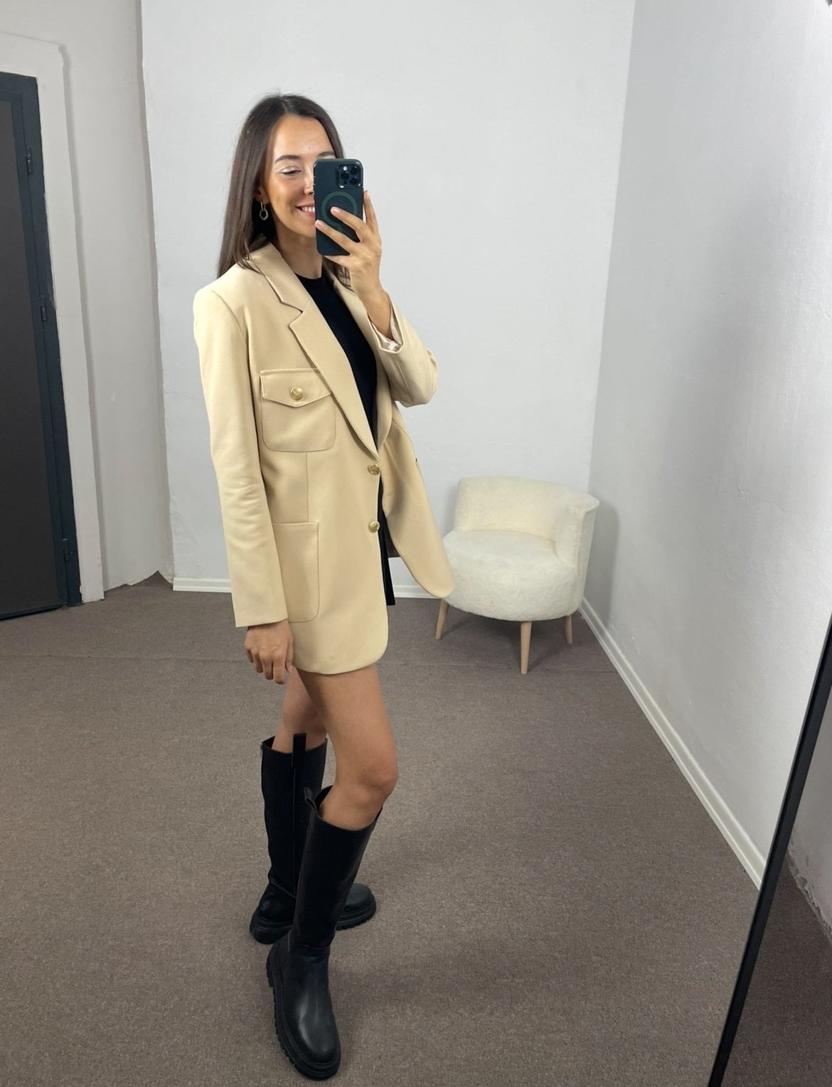 Alina Bej Torba Cepli Premium Ceket