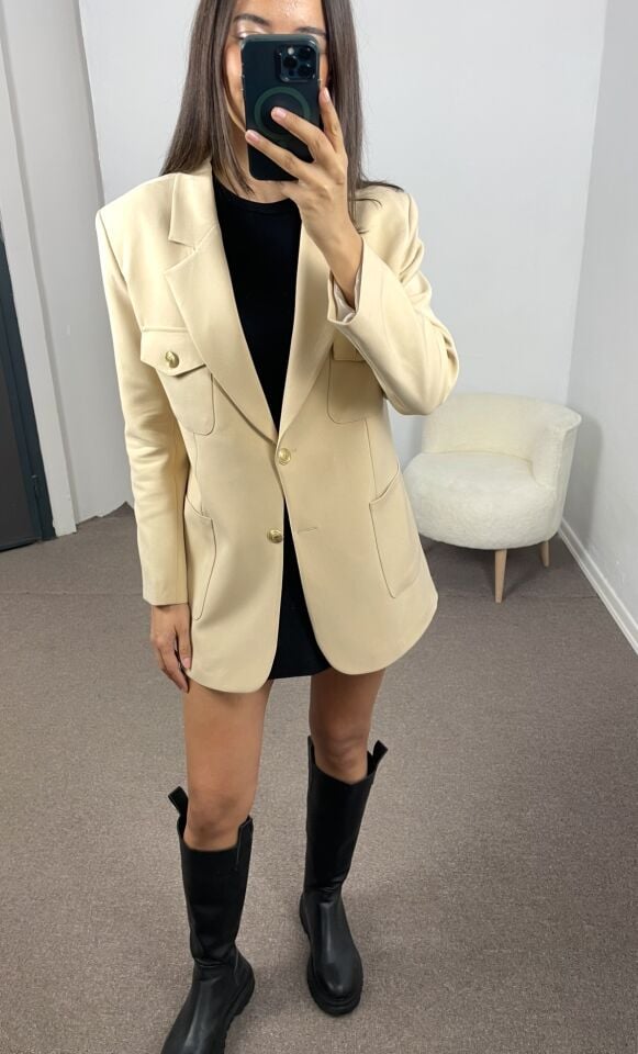 Alina Bej Torba Cepli Premium Ceket