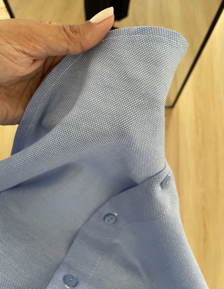 Camelia Mavi Geniş Manşetli Oxford Gömlek