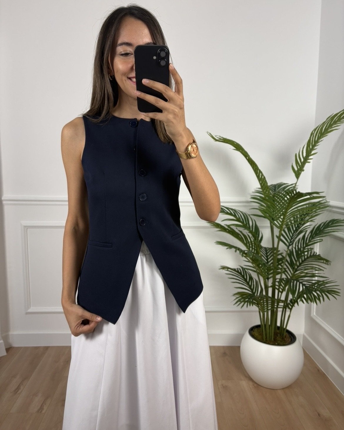 Virella Lacivert Önü Düğmeli Premium Yelek