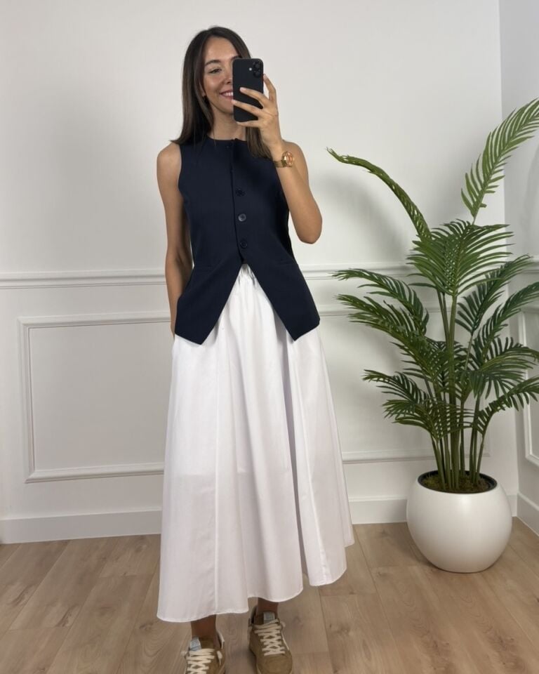 Virella Lacivert Önü Düğmeli Premium Yelek