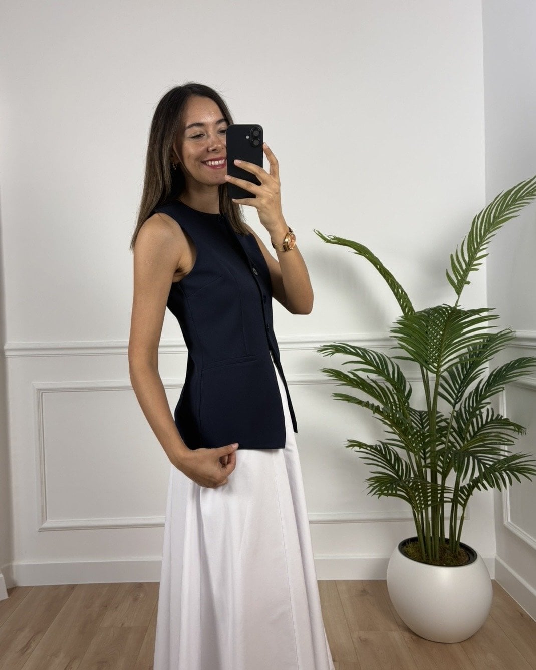 Virella Lacivert Önü Düğmeli Premium Yelek