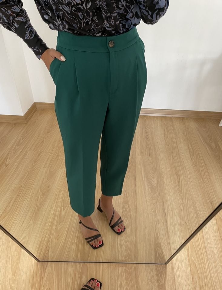 Almina Zümrüt Yüksek Bel Kumaş Pantolon