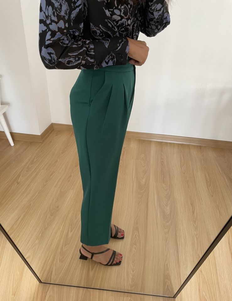 Almina Zümrüt Yüksek Bel Kumaş Pantolon