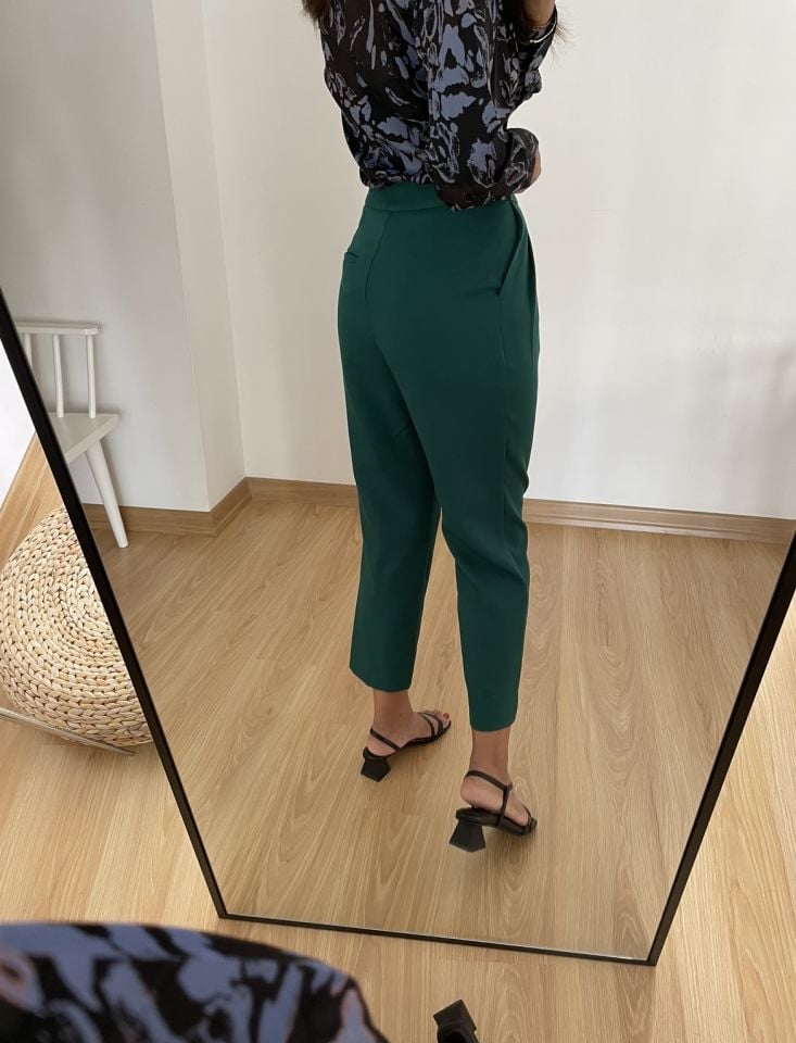 Almina Zümrüt Yüksek Bel Kumaş Pantolon