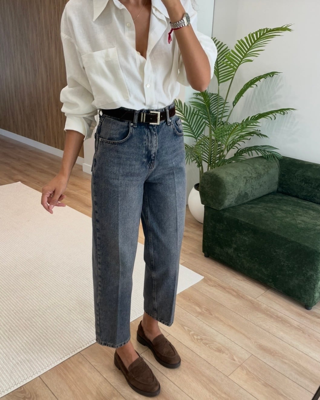 Rocco Füme Mavi Kemerli Barrel Jean