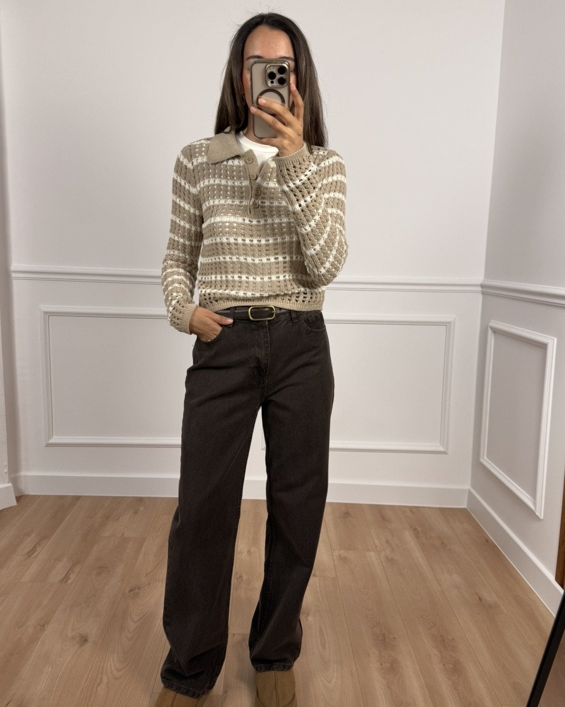 Mirase Bej Ekru Dilvin Ajurlu Triko