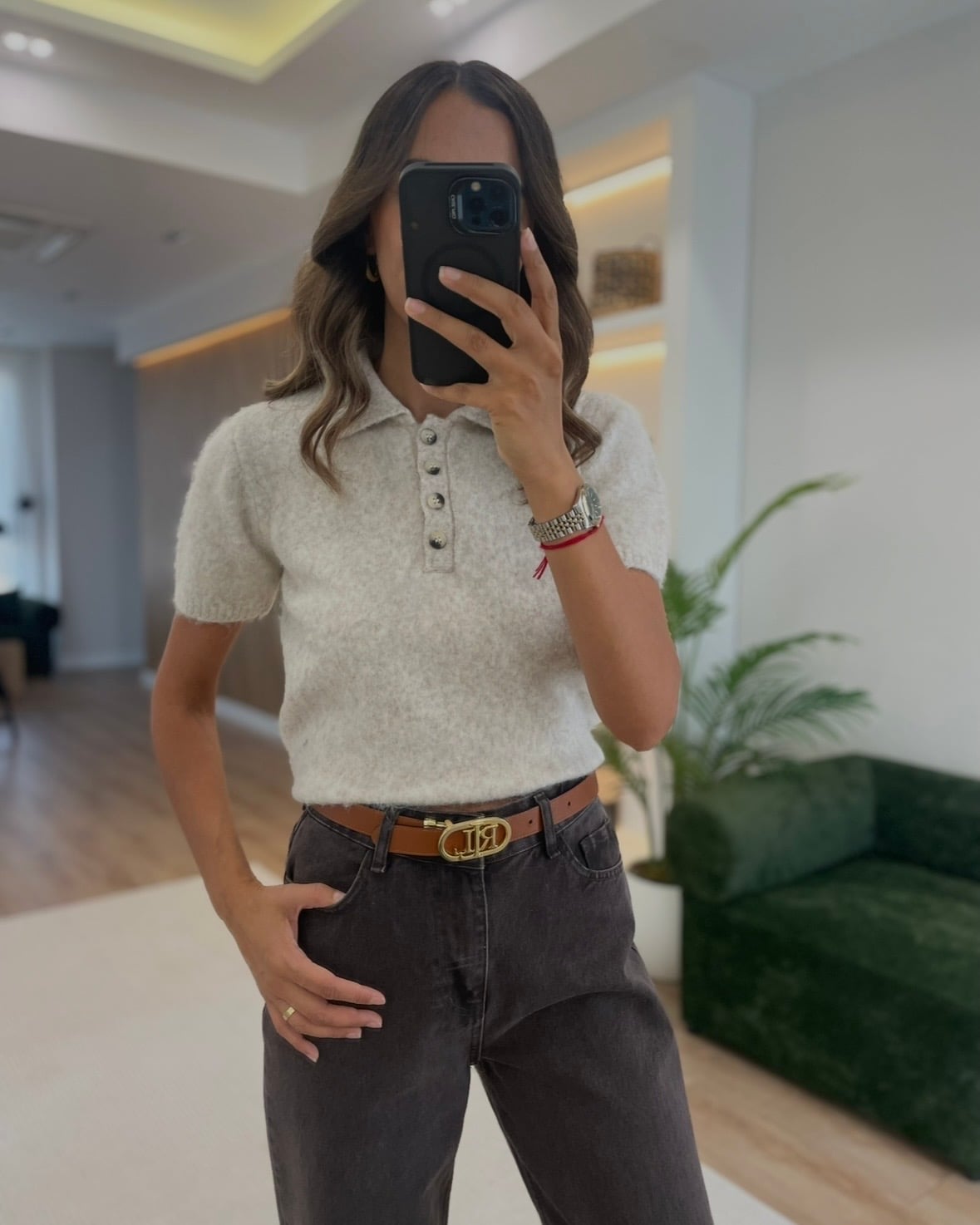 Rebel Ekru Polo Yaka Kırçıllı Kazak