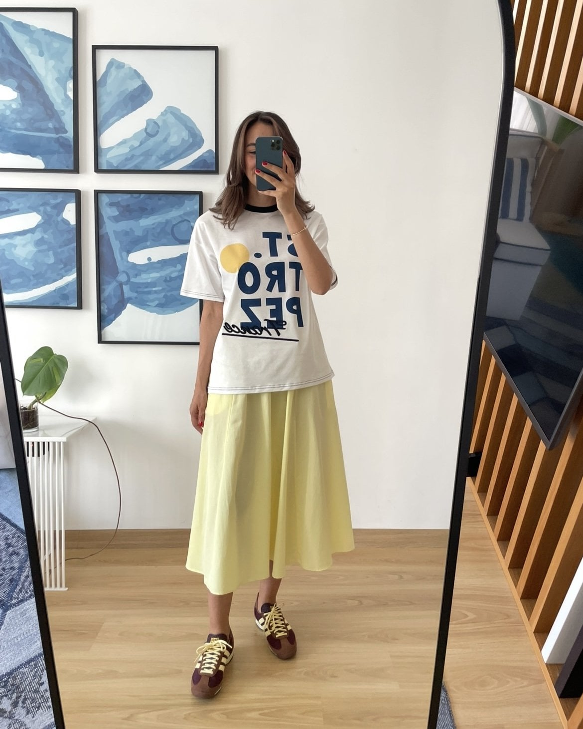 Luna Sarı Beli Lastikli Cepli Etek