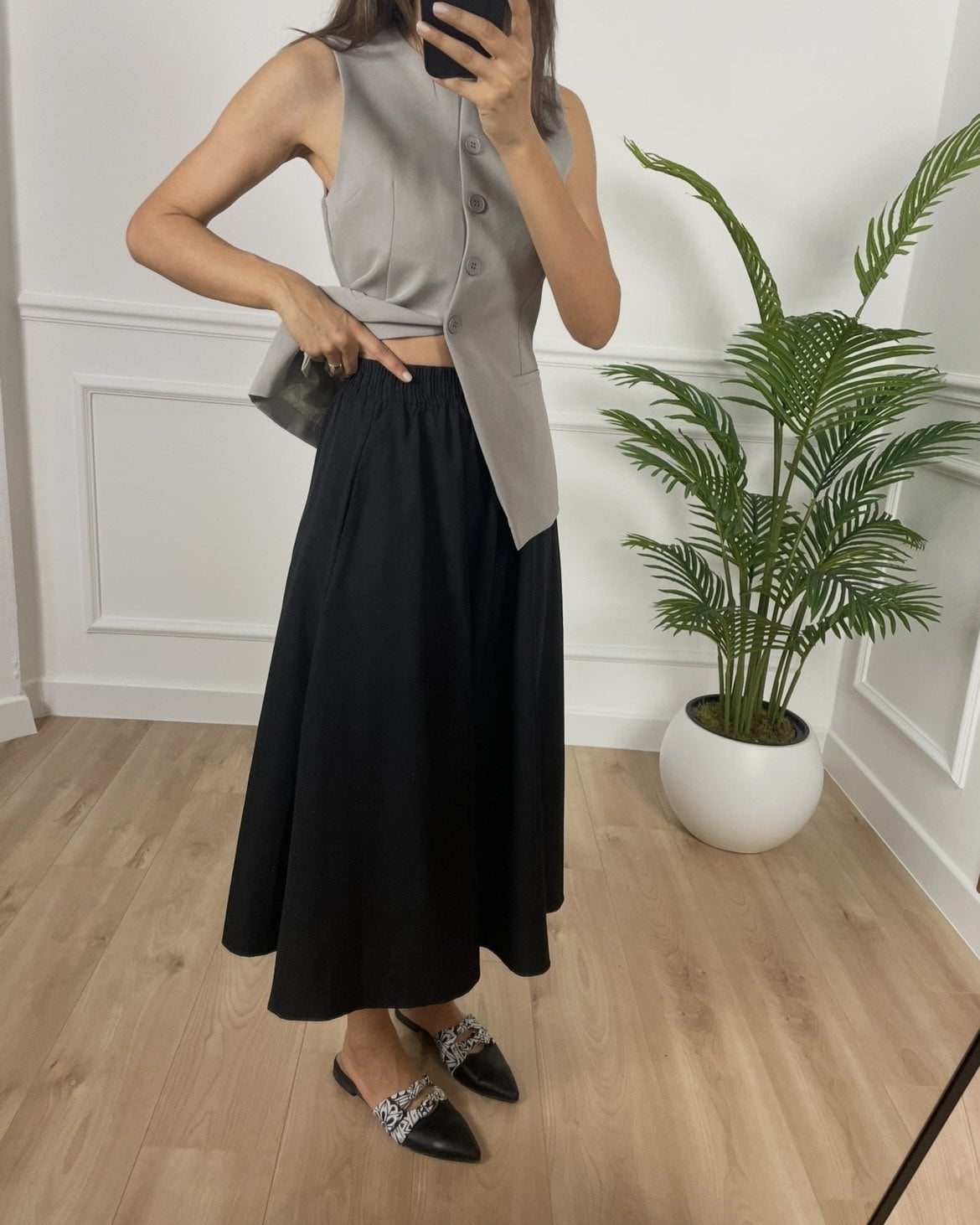 Luna Siyah Beli Lastikli Cepli Etek