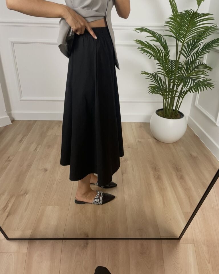 Luna Siyah Beli Lastikli Cepli Etek