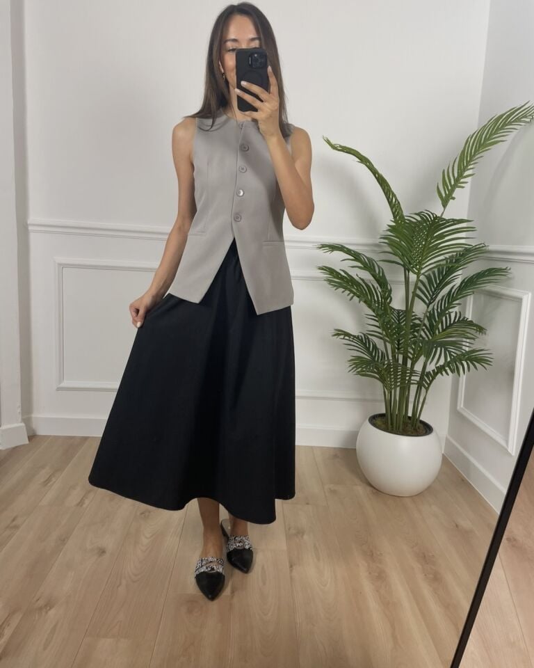 Luna Siyah Beli Lastikli Cepli Etek