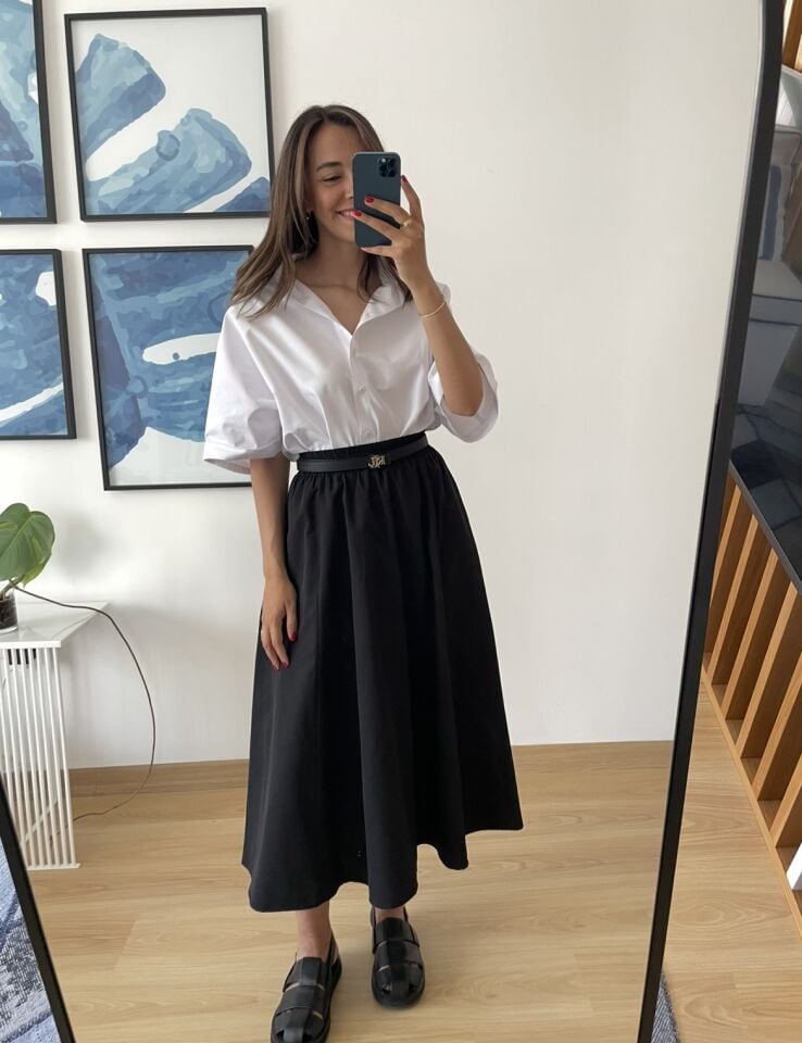 Luna Siyah Beli Lastikli Cepli Etek