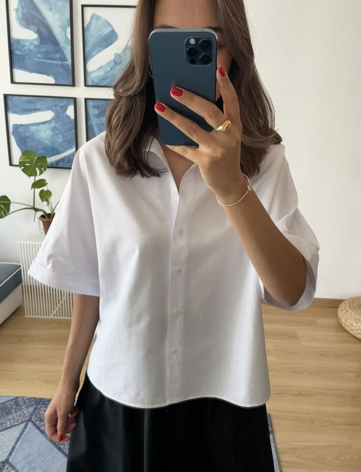 Venelle Beyaz Ultra Premium Kısa Kol Gömlek