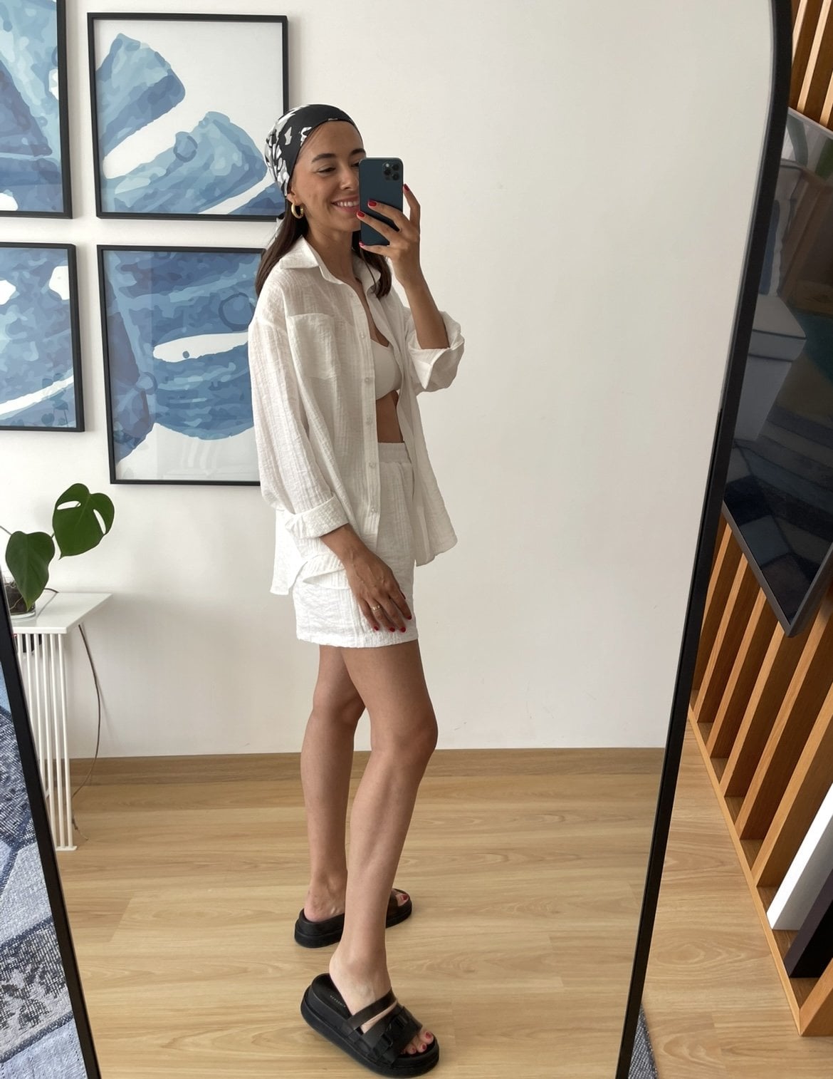 Neris Beyaz Gofre Kumaş Premium Takım