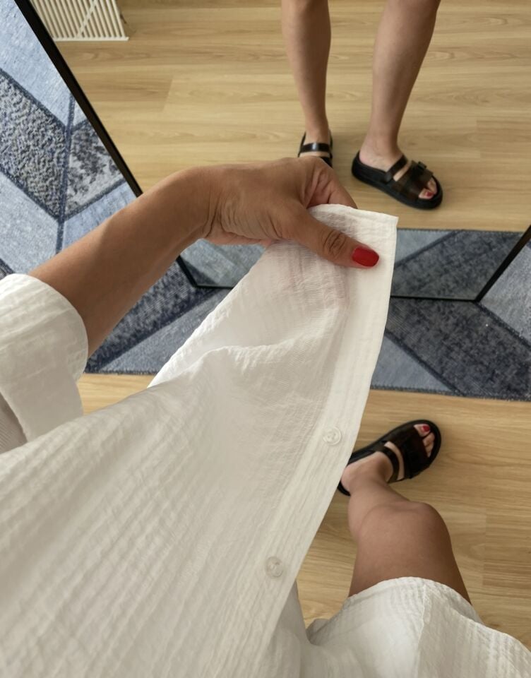 Neris Beyaz Gofre Kumaş Premium Takım