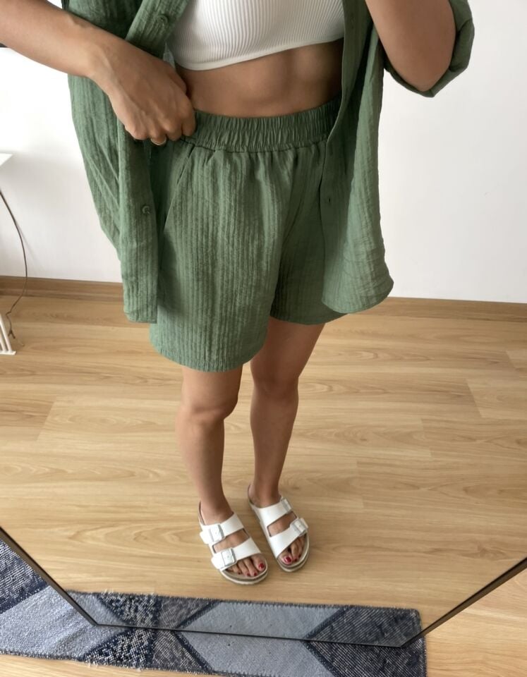 Neris Yeşil Gofre Kumaş Premium Takım