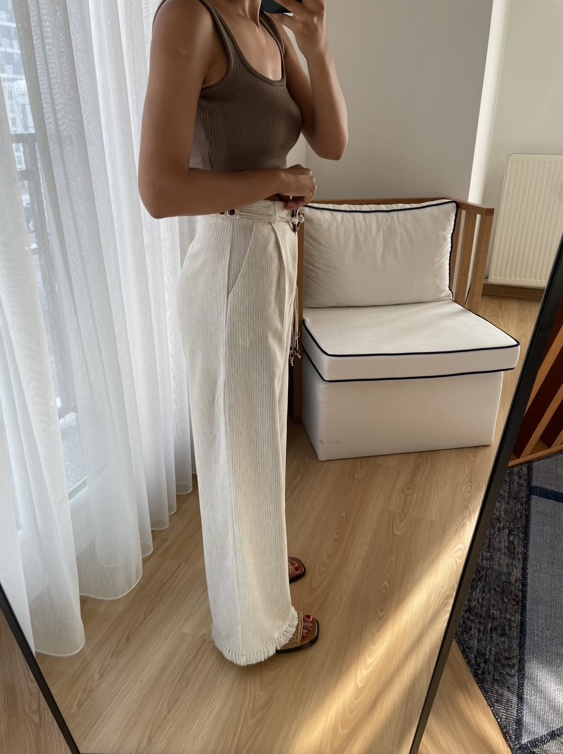 Natural Premium Kemerli Keten Pantolon