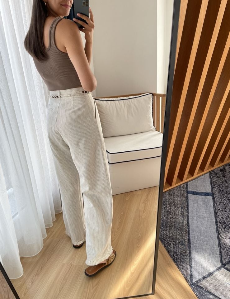 Natural Premium Kemerli Keten Pantolon