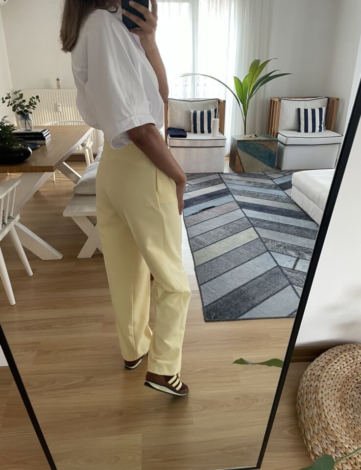 Arlen Sarı Yüksek Bel Palazzo Pantolon