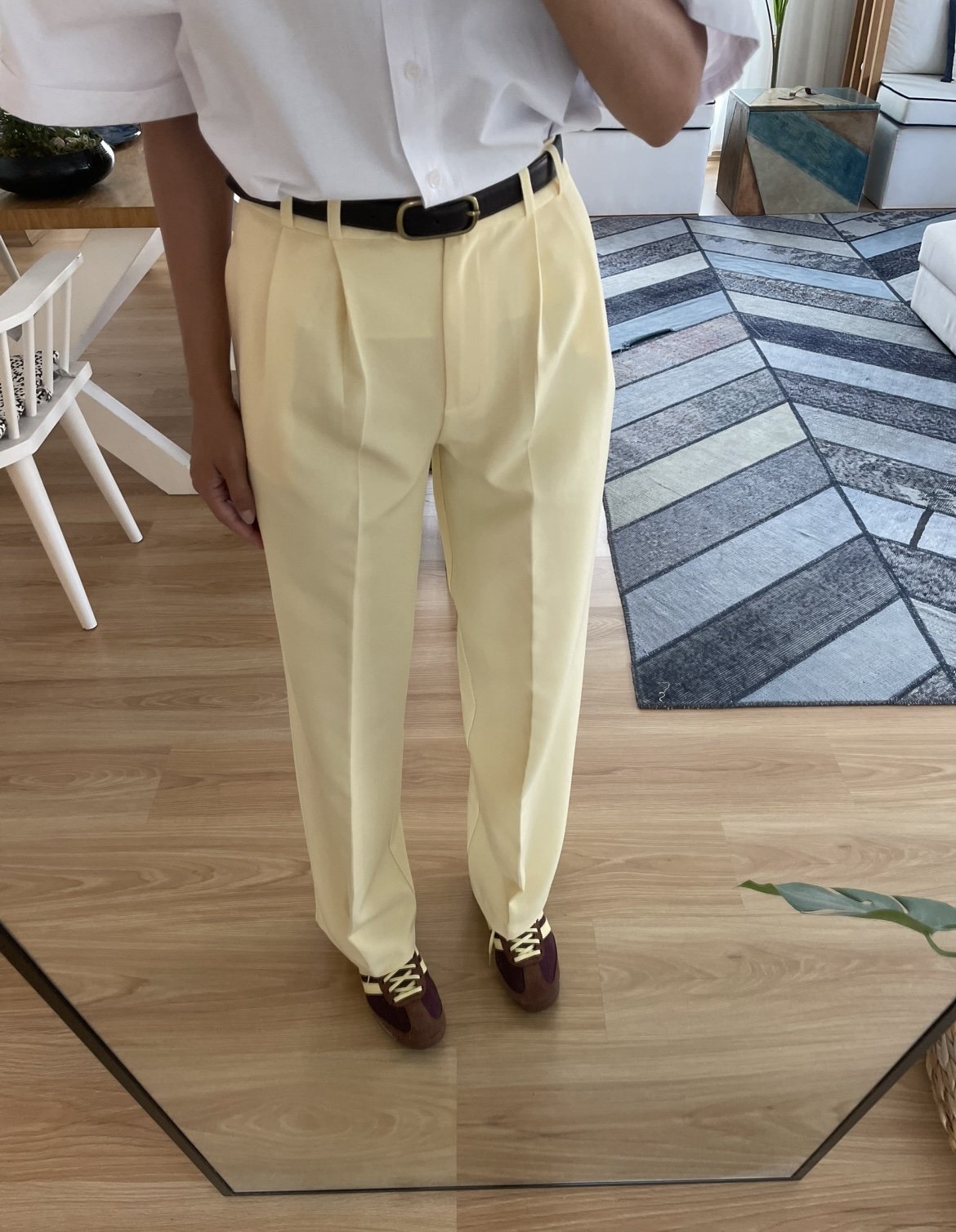 Arlen Sarı Yüksek Bel Palazzo Pantolon