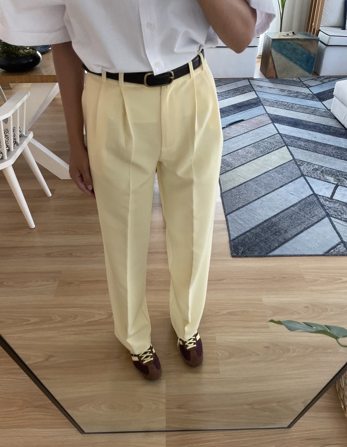 Arlen Sarı Yüksek Bel Palazzo Pantolon