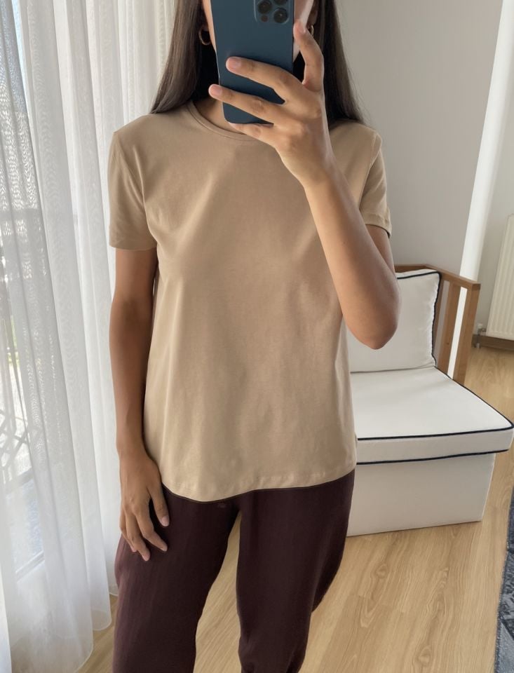 Avella Camel Dilvin Ön Kısa Arka Uzun Tişört