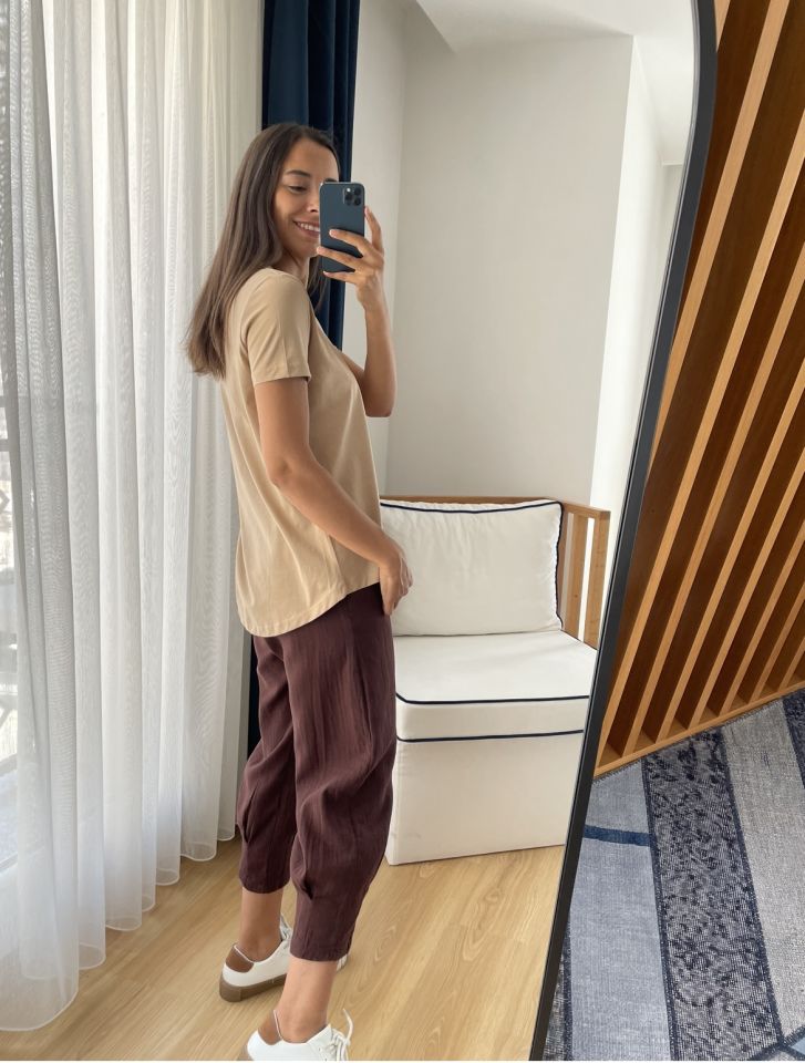 Avella Camel Dilvin Ön Kısa Arka Uzun Tişört