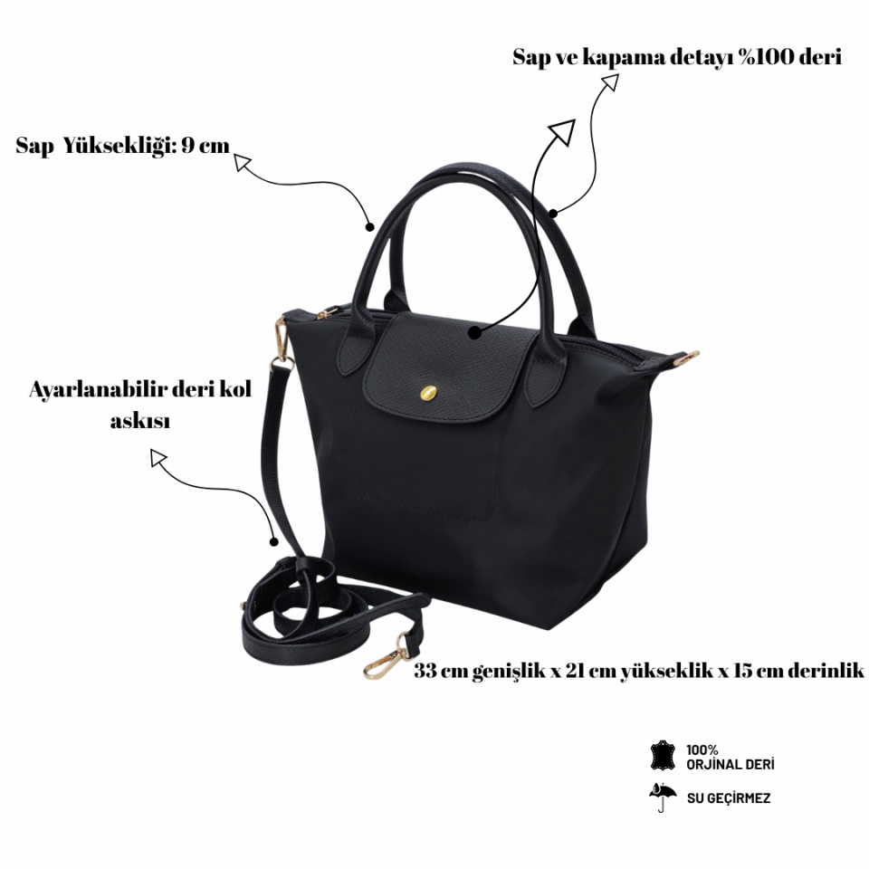 Uzes Siyah Askılı Çanta
