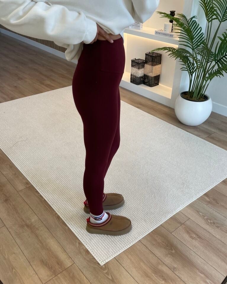 Mave Bordo Yüksek Bel Premium Tayt