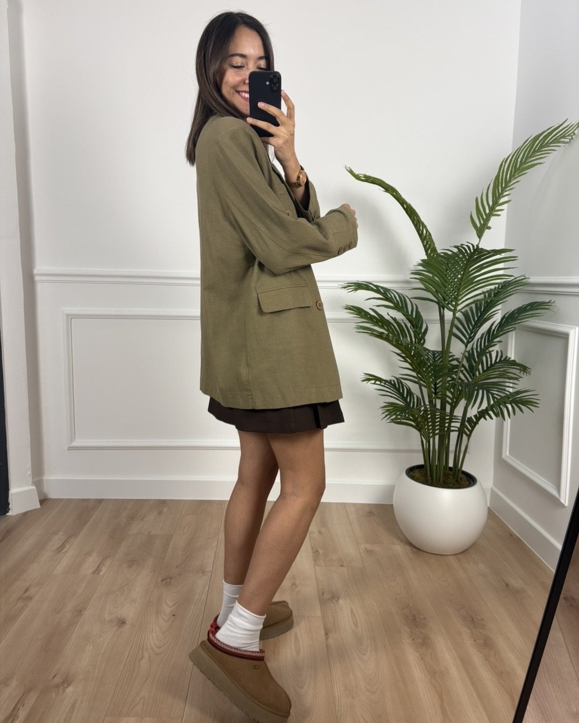 Aria Haki Önü Düğme Detaylı Oversize Ceket