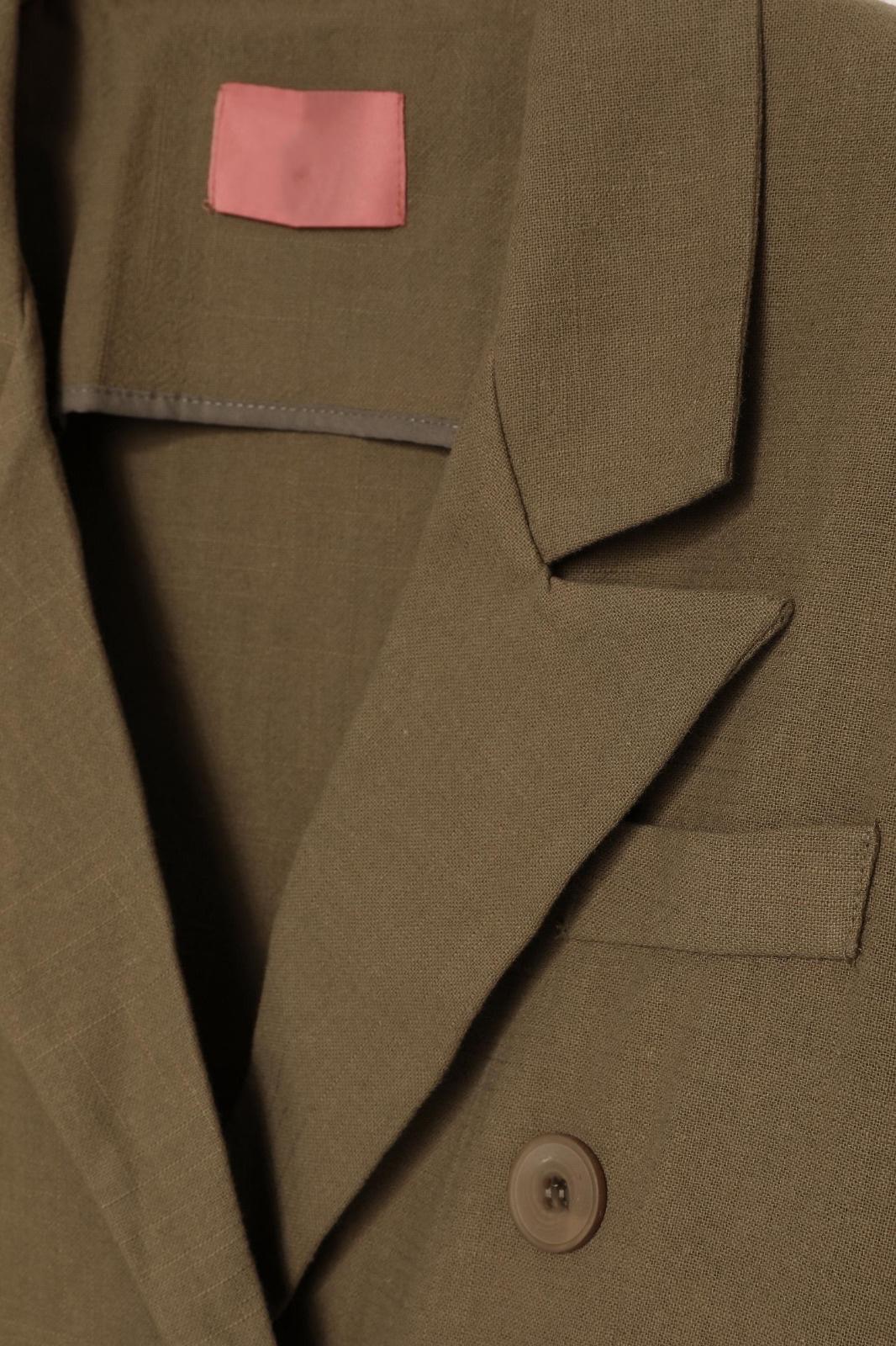 Haki Önü Düğme Detaylı Oversize Premium Ceket