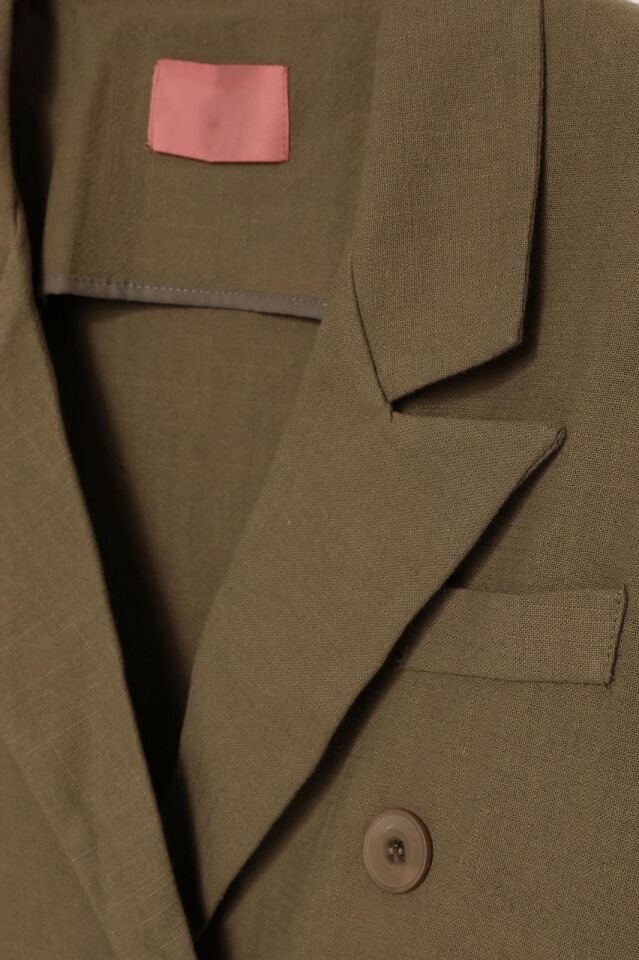 Aria Haki Önü Düğme Detaylı Oversize Ceket