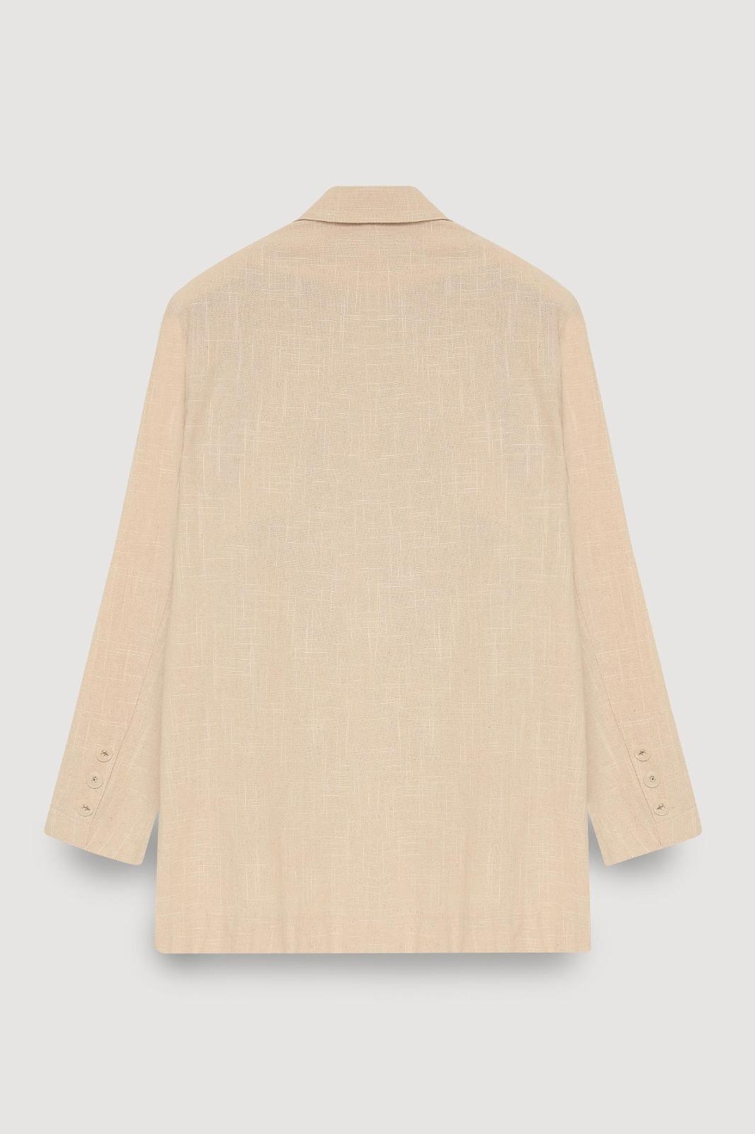 Natural Önü Düğme Detaylı Oversize Premium Ceket