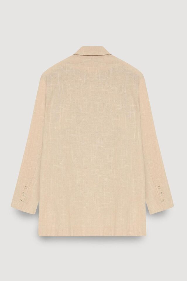 Natural Önü Düğme Detaylı Oversize Premium Ceket