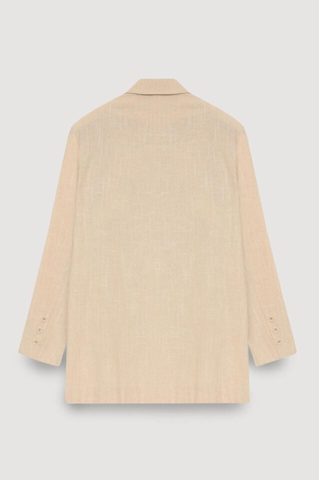 Aria Natural Önü Düğme Detaylı Oversize Ceket