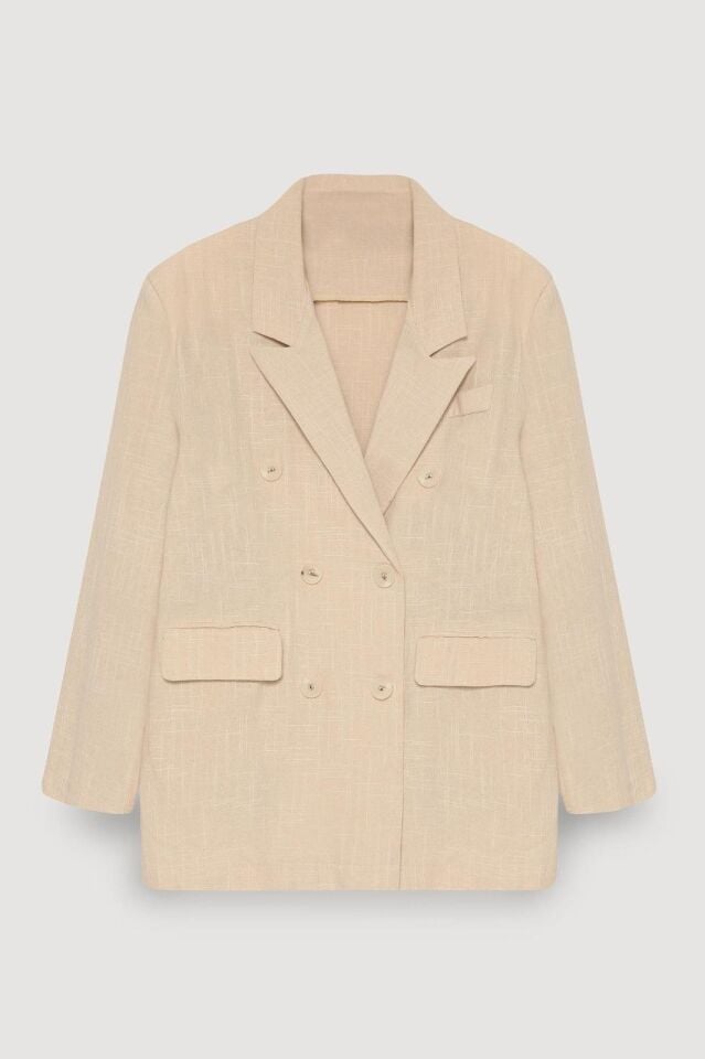 Aria Natural Önü Düğme Detaylı Oversize Ceket