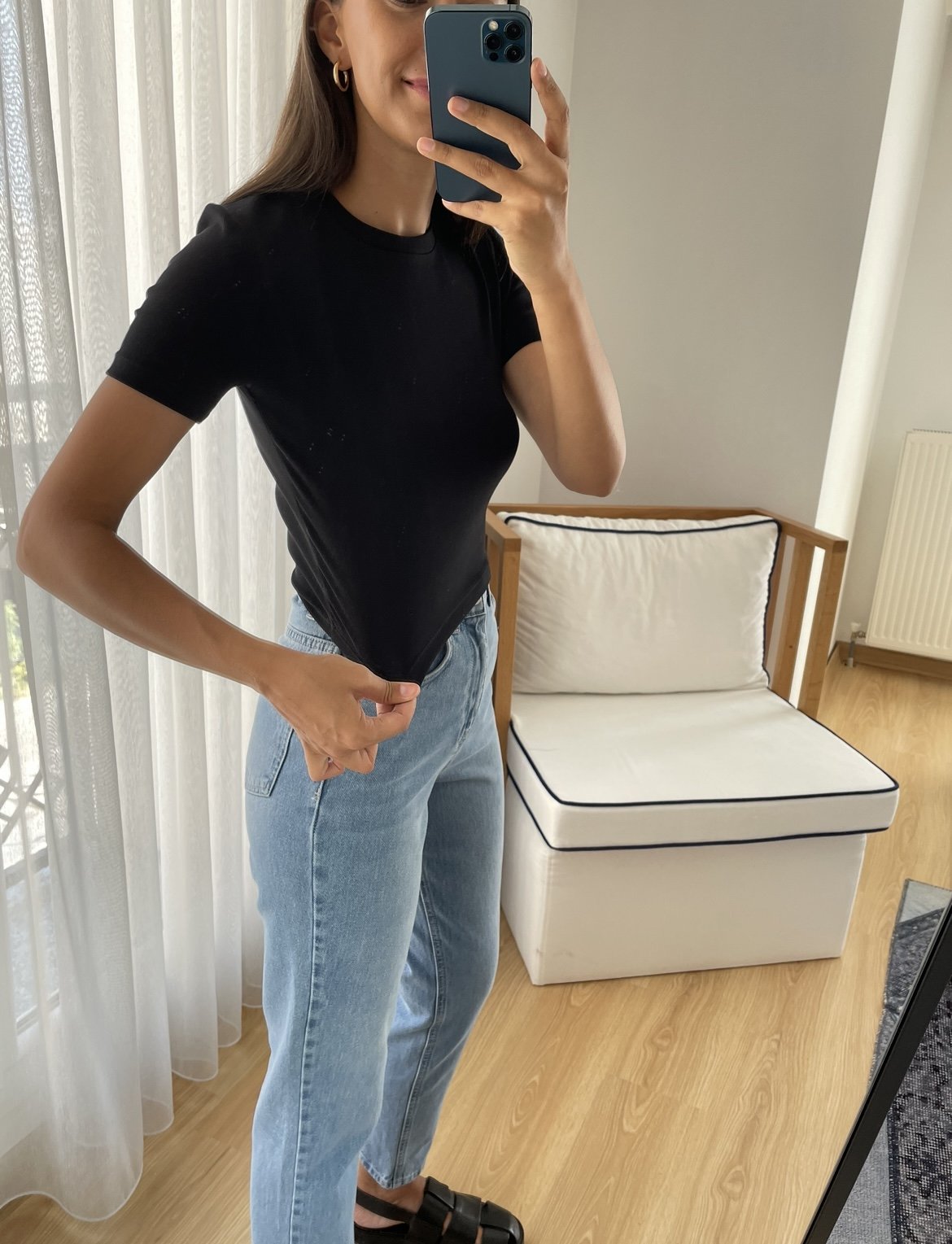 Liorael Siyah Dlv Kısa Tişört