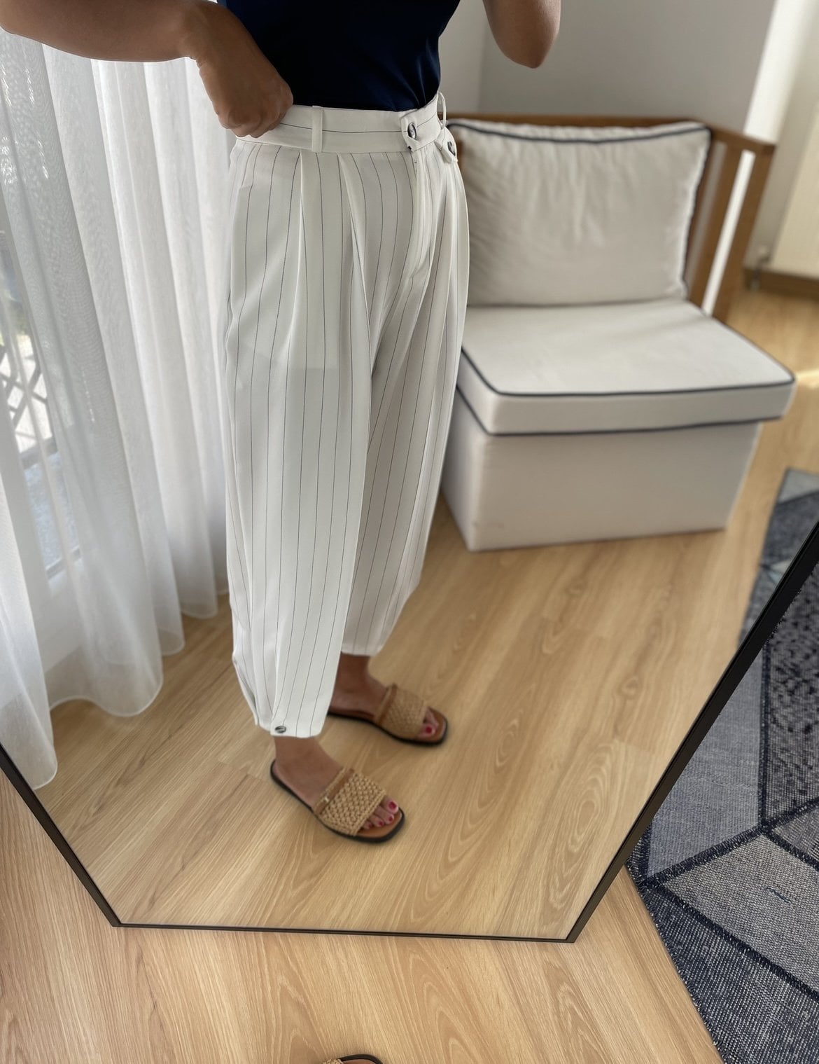 Sorin Beyaz Çizgili Premium Pantolon