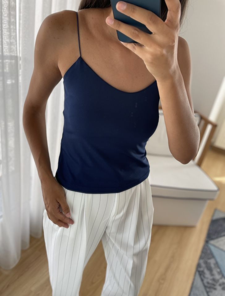Lacivert İp Askılı Bluz