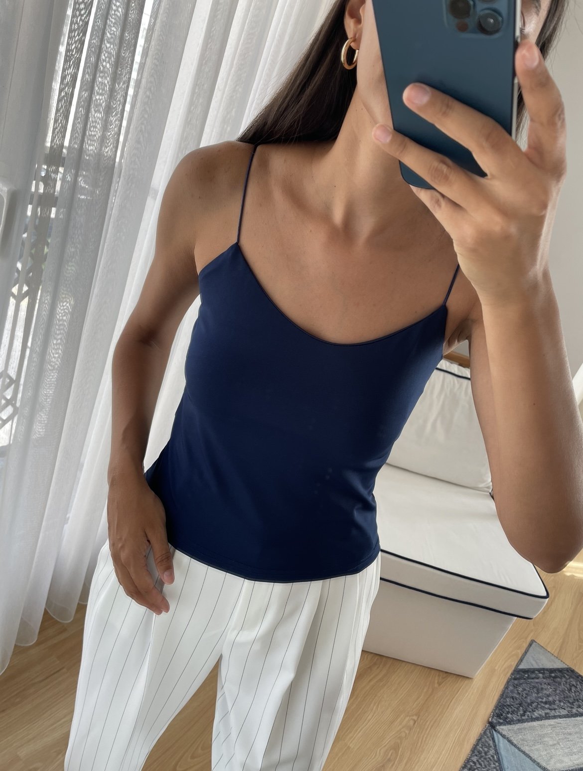 Lacivert İp Askılı Bluz