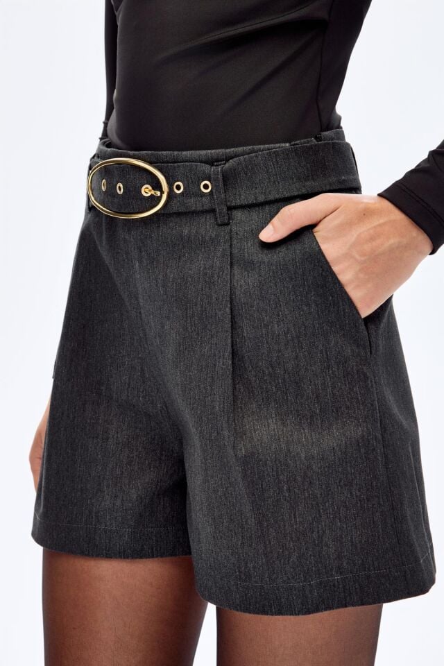 Antrasit Kemerli Ultra Premium Şort