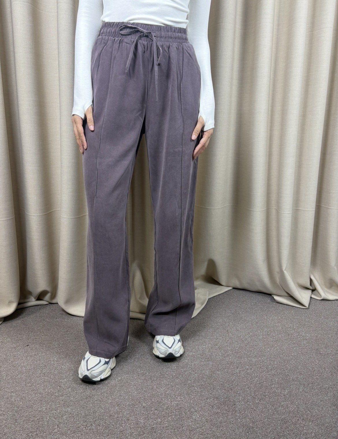 Açık Mürdüm Önü Dikişli Modal Pantolon