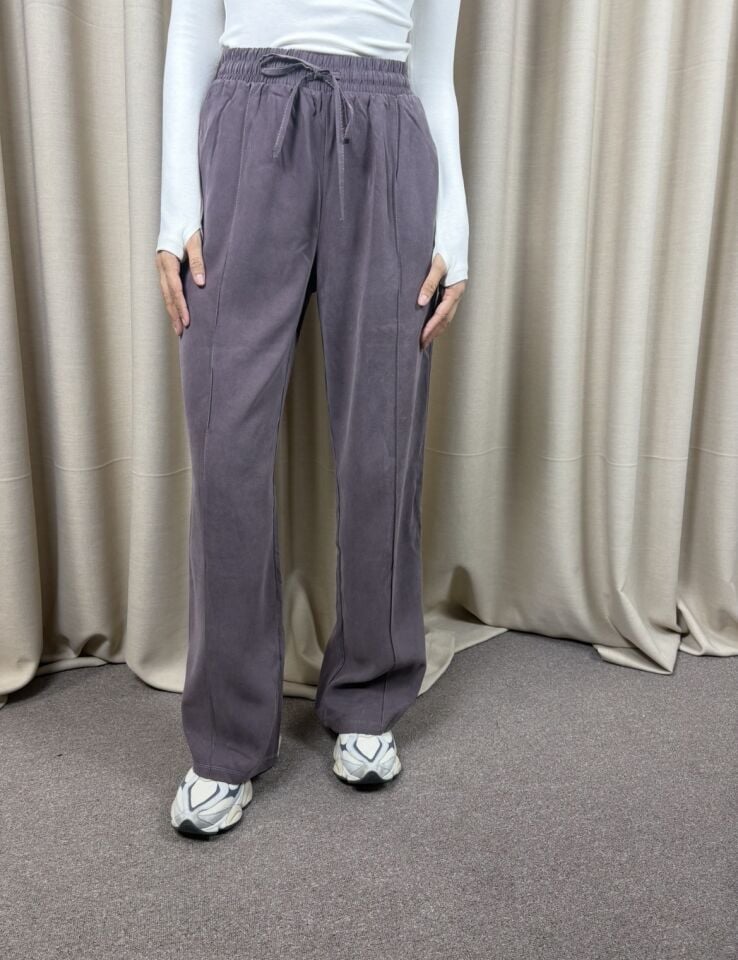 Açık Mürdüm Önü Dikişli Modal Pantolon